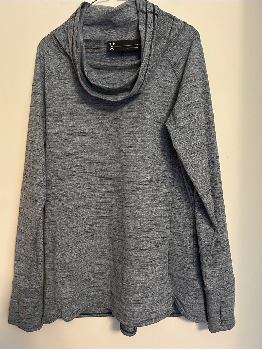 Spyder grey marbled cowl neck sweater size large (14-16) like new.